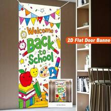 2D Curtain Banner, Welcome Back To School Curtain Banner - Books, Stationery And Apple Vibrant 2D Hanging Decor, Suitable For Classroom Or Home, Colorful School Theme - Multicolor - View 8