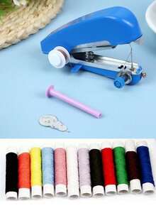 Portable Handheld Sewing Machine Set, Includes 1 Mini Portable Sewing Machine And 2 Rolls Of 12-Color Free Sewing Thread, Easy For Home Hand Sewing Use - Multicolor - View 5