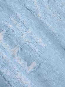 1pc Boys' Korean Style Distressed Tassel Letter Crew Neck Sweater, Spring/Autumn/Winter - Baby Blue - View 10