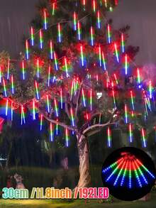 Lampu Hias LED Tenaga Surya Bentuk Hujan Meteor - 8 Tabung, 30CM/192LED, 45CM/288LED, Lampu Hias Tahan Air Bentuk Hujan, Cocok untuk Taman, Halaman, Pesta, Berkemah, Atap, Natal, Pagar, Pernikahan, Dekorasi Musim Gugur, Lampu Dekorasi Gantung untuk Suasana - Rangkaian lampu tabung meteor surya - View 13