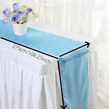 2pcs 28*275cm 11.02*108.27inch Royal Blue Satin Table Runner, High Density Hemmed Edge, Hotel Wedding Dining Table Decor, Polyester Solid Color Tablecloth (Multiple Colors Available). - Multicolor - View 5