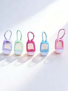 3pcs Random Color Flip Cap Squeeze Refillable Travel Containers, Antibacterial Hand Sanitizer Bottles With Sleeve Keychain, Suitable For Liquids And Toners - Multicolor - View 2