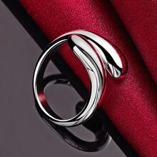 925 Sterling Silver Plated Water Droplets/Raindrops Ring For Women Wedding Engagement Party Fashion Charm Jewelry - Silver - View 2