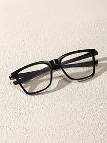 Unisex Square Plastic Eyeglass Frames, Stylish Clear Lens Affordable Glasses - Clear - View 3