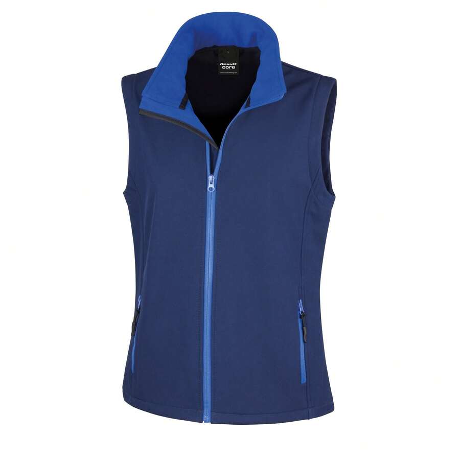 Result Core Womens/Ladies Printable Full Zip Softshell Bodywarmer - Navy / Royal - View 1