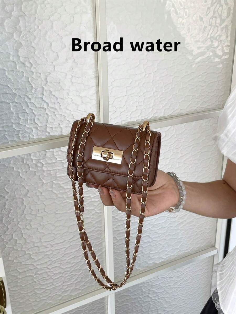 Mini Square New Women's Handbag, Diamond Quilted High-Quality Texture Shoulder Bag, Woven Chain Flap Small Bag, Red Cute Crossbody Bag, Accessory Bag