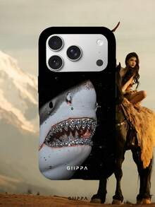 GIIPPA 1件純黑背景大白鯊圖案設計手機殼，適用於Phone 17 Pro Max，相容Phone 16 Pro Max、15 Pro Max、14 Pro Max，韓系高端時尚趣味手機殼，相容11/12/13/14/15/16 Pro Max Plus，優雅設計男女皆宜，送給女友的聖誕節、情人節、復活節、婚禮季與生日完美禮物 - 彩色 - 查看 8