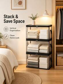 Transparent PVC Clothing Storage Box With Reinforced Zipper And Side Handles, Stackable Wardrobe Storage Container, Foldable Wardrobe Storage Box For Storing Clothes, Towels, Books, Bedroom, Dorm, Apartment, Home Organization Back To School And Daily Home Storage Solution, Zipper Wardrobe Clothing Storage Box, Foldable Wardrobe Storage Organizer For Bedroom Dorm Apartment, Perfect Back To School And Home Gift - Multicolor - View 2