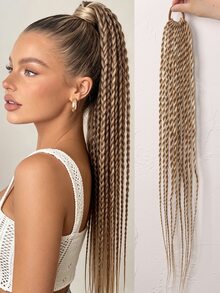 1pc 24 Inch Twisted Ponytail Wig, Heat Resistant Synthetic Hair - Multicolor - View 16