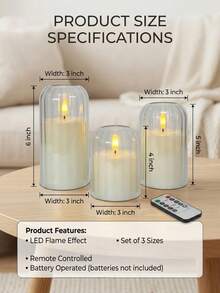 3pcs Vertical Stripe Curved Soft Light Shade Remote Control Electronic Candles, Realistic Flickering Warm Flame, 4-Stage Timer Dimmable, Cream Style Living Room Tea Room Cafe Window Display Holiday Atmosphere Desktop Candle Light Set - Transparent Arc - View 6
