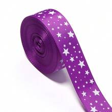 1 Roll 2.5cm Polyester Pentagram Ribbed Webbing, Handmade DIY Hair Accessories Gift Packaging, Star Print Ribbon, Clothing Accessories Decoration, Home Christmas, Halloween, Wedding, Birthday Party Decor - Five-pointed Star Ribbon - View 9