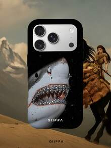 GIIPPA 1件純黑背景大白鯊圖案設計手機殼，適用於Phone 17 Pro Max，相容Phone 16 Pro Max、15 Pro Max、14 Pro Max，韓系高端時尚趣味手機殼，相容11/12/13/14/15/16 Pro Max Plus，優雅設計男女皆宜，送給女友的聖誕節、情人節、復活節、婚禮季與生日完美禮物 - 彩色 - 查看 7