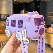500ml 公車造型水壺，附吸管與肩帶，可拆卸車用杯，兒童防漏材質幼兒上學水壺 - 彩色 - 查看 14