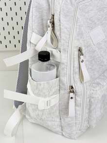 Fashion College Style Letter Embroidered Multi-Pocket Functional Backpack, Multi-Compartment Large Capacity Design, Books, Notebooks, Stationery Can Be Organized In Sections. Side Pockets Can Hold Water Bottles And Umbrellas, Wide Pressure-Relief Shoulder Straps, Comfortable For Long-Term Wear, Water-Resistant And Wear-Resistant Fabric. Suitable For School, Tutoring, Work Commute, Shopping, Travel And More, Perfect For Back To School Season - Multicolor - View 5