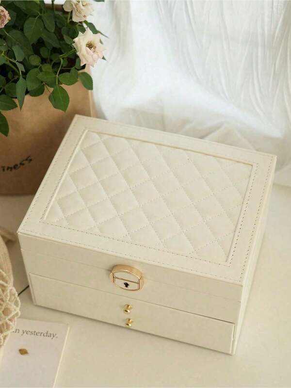 1 pieza Caja de almacenamiento de joyas blanca - Regalo del Día de San Valentín