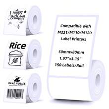 50*80mm White Waterproof Oil-Resistant Self-Adhesive Thermal Label Paper, For Clothing Supermarket, Postage Shipping Address, Multi-Function Barcode Printing Stickers, Suitable For M220 M250 M110 And Other Portable Label Printers - 50*80mm-5Rolls - View 1