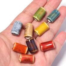 10pcs Ceramic Long Tube Beads, Bohemian Style, For DIY Jewelry Making, Necklaces, Bracelets, Beading, Home Decoration, Classroom DIY Craft Supplies - Long Tube Porcelain Beads - View 6