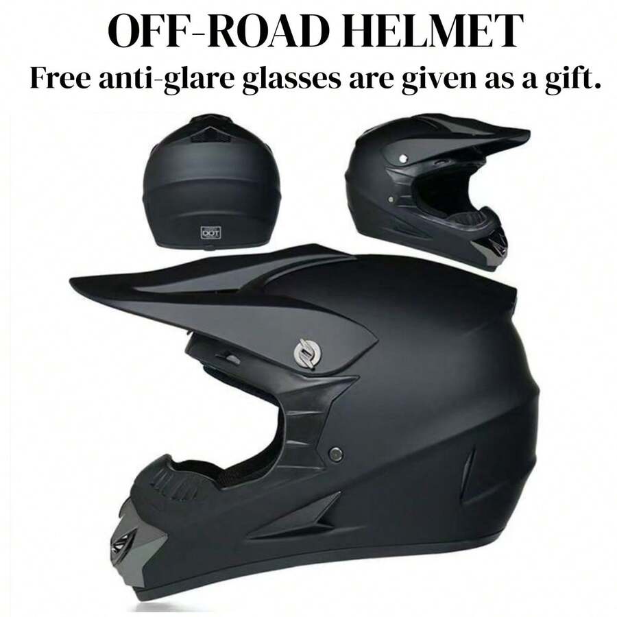 Unisex Off-Road Motorcycle Helmet, All-Season Full Face Helmet, Suitable For Off-Road Motorcycles, Mountain Bikes, Downhill Bikes, Scooters, Motorcycles, Protective Riding Helmet, Includes Motorcycle Goggles