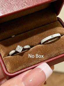两枚/套纹理星形菱形戒指，独特简约奢华可调节戒指，适合日常佩戴、派对、节日礼物 - 銀色 - 查看 3