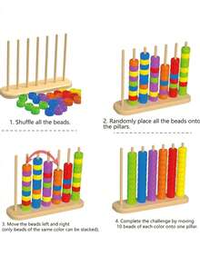 Multicolor Educational Bead Matching Toys, Stacked Color Challenge Puzzle Game, Enhancing Hand-Eye Coordination, Suitable For Family Interaction Game, Parent-Child Interactive Toy, Birthday/Halloween/Christmas Gift For Girls And Boys - Multicolor - View 10