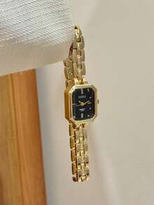 1pc Women's Quartz Watch, Rectangular Dial, Fashionable And Elegant, Suitable For Daily Wear, Perfect Gift Choice. - Gold - View 4