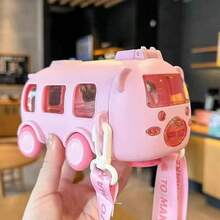 500ml 公車造型水壺，附吸管與肩帶，可拆卸車用杯，兒童防漏材質幼兒上學水壺 - 彩色 - 查看 10