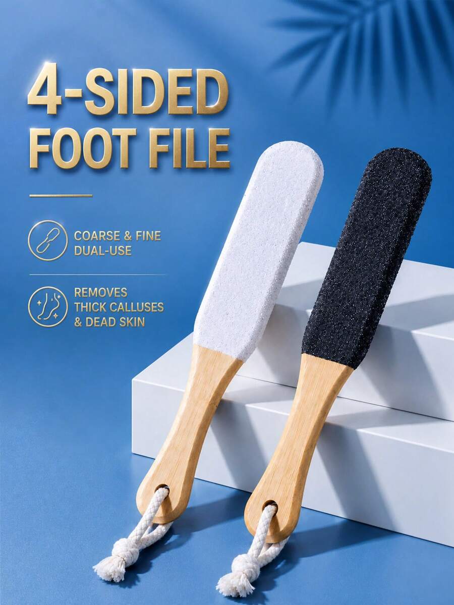 2pcs Foot Scrubbing Tool, Dead Skin And Callus Remover, 4-Sided Foot File, Sole And Heel Scraper, Natural Foot Polishing Tool, Pedicure Tool, For Feet - A - View 1