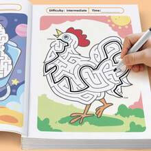 1pc Children's Magic Line Focus & Attention Training Maze Connect-The-Dots Introductory Thinking & Intelligence Development Educational Challenge Game, Pre-Writing Practice Workbook With Common Vocabulary, Suitable For Kindergarten And Children Aged 3+ - Multicolor - View 7