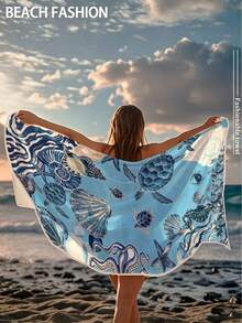 2 PIEZAS Toalla de playa de microfibra: Secado rápido, compacta, sin arena, absorbente, a prueba de arena y ligera - Perfecta para camping, playa y viajes por carretera (Estrella de mar | 35x70 pulgadas) - Azul y blanco - Ver 4