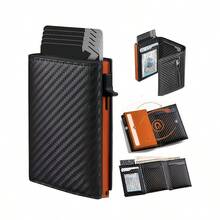 Men's Wallet With Zipper Coin Purse Automatic Pop-Up Metal Credit Card Holder - one-size - View 13