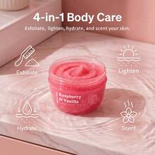 danche Eksfoliator Tubuh Pencerah, Lulur Gula & Garam Vanila Raspberry, Perawatan Pelembap & Bernutrisi untuk Kulit Kasar & Bergelombang, Aroma Spa Mewah untuk Kulit Halus dan Bercahaya - Merah mawar - View 4