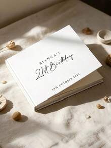 Custom Guest Book - Elegant White Cover, Blank Pages, Customizable Name And Date, Personalized Pattern. Custom Wedding Reception Guest Book, Wedding Signature Book, Engagement Party Photo Album, Minimalist Wedding Guest Book, Elegant Wedding Guest Book - Multicolor - View 4