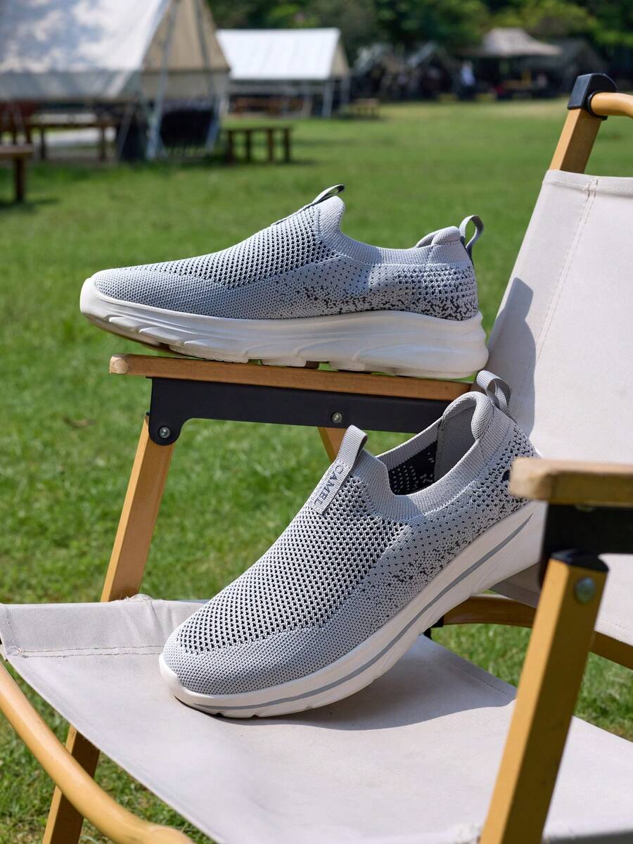 CAMEL CROWN Men's Outdoor Non-Slip Casual Spring Breathable Mesh Slip-On Walking Shoes - Light Grey - View 1