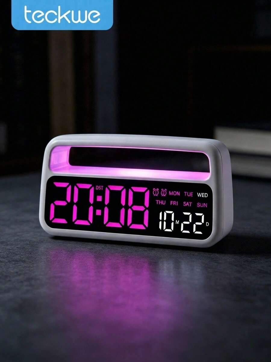 Teckwe LED Digital Alarm Clock With Bedside Night Light, Dual Alarms, Date & Week Display, DST Function, Adjustable Brightness, Modern Desk Clock For Bedroom Home Decor - multicolor - View 1