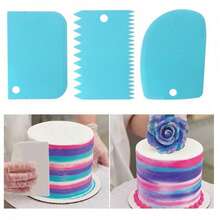 3pcs Multi-Functional Cream Scraper Set, Pastry Bread Dough Cake Scraper, Lightweight Non-Scratch Easy To Clean Baking Tools - Multicolor - View 3