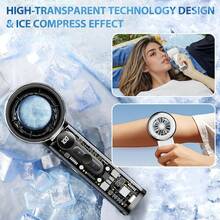 半導體製冷手持風扇，無段調速，靜音運行，長效續航，適合旅行與辦公使用，6小時運行時間，附掛繩 - 白色 - 查看 4