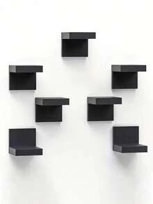 6pcs/2pcs/1pc Deep Black Thickened Wall-Mounted Storage Shelf, Modern Floating Display Rack, Space-Saving Narrow Shelf With Iron Plate Support, Screw Fixed, Suitable For Home And Office - Multicolor - View 5