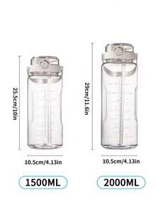 1件大容量（1500ml/2000ml）便攜透明塑膠水瓶，時尚搖搖杯/果汁瓶附吸管，適合夏季、送禮、旅行、戶外露營、運動健身與開學季（學生/女性） - 彩色 - 查看 10