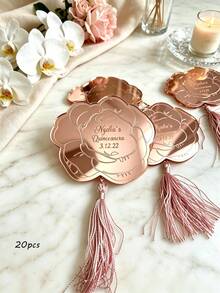 Personalized Floral Mirror Acrylic Tassel Tag, Gold/Silver/Rose Gold, Customized Engraved Name & Date Keepsake Gift, Suitable For Sweet 16, Bachelorette Party, Bridesmaid & Bride Rose Theme Gifts - Multicolor - View 17