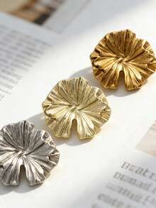 22.5 Mm, 5 Pcs.Metal Pleats, Decorative Buttons Of Special Shape, Fashionable Coats, Windbreakers, Jackets, Light Luxury Buttons For Suits Of Non-Standard Shape - Leaf Buttons - View 1