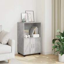 vidaXL Rolling Cabinet, Office Cabinet With Storage Space, Filing Cabinet For Living Room Or Office, Office Container, Rolling Cabinet, Concrete Grey Wood Composite - Concrete Dust - View 1