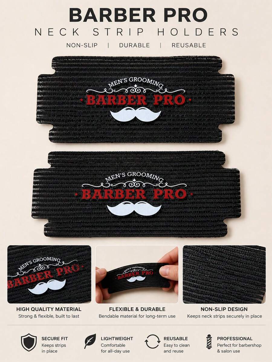 2pcs Reusable Non-Slip Neck Paper Clips, Suitable For Hairdressing, Salon And Barber Shop Supplies - Black - View 1