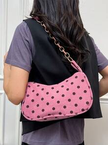 Solid Color Cloud Pleated Minimalist Fashionable Shoulder Bag - Hot Pink - View 3