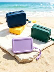 1pc Silicone Storage Bag, Portable Handheld Mini Cosmetic Coin Purse, Waterproof Zipper Storage Pouch, Suitable For Beach, Travel, Outdoor And Daily Use - Multicolor - View 6