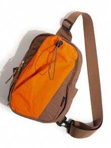 Summer Colorblock Outdoor Women's Chest Bag, Lightweight Drawstring Water Bottle Pocket Crossbody Bag, Hiking Trekking Commuting Casual Versatile Niche Techwear One Shoulder Small Backpack - Multicolor - View 11
