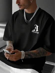 Men's Casual Short Sleeves T Shirt,The Large Size Is Printed On The Back LA Letter Pattern - 100% Polyester Fiber,Breathable And Elastic,Loose Fit Is - 白色 - 查看 11