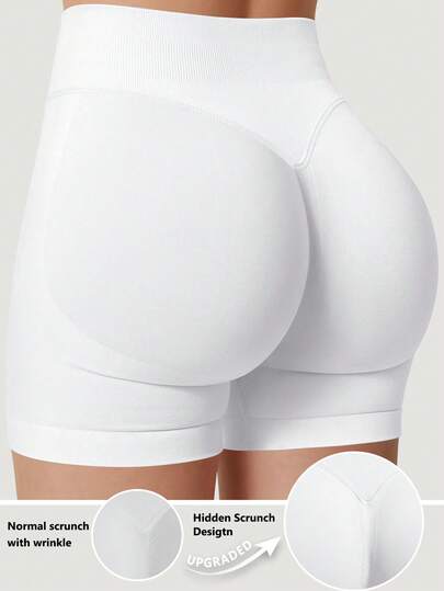 Seamless High Waisted Butt Lifting Workout Shorts For Women, Tummy Control No Front Seam Squat Proof 4 Way Stretch Gym Yoga Biker Shorts,