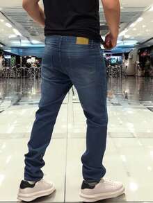 Men's Slim Fit Denim Jeans With Elastane And Lycra - 博爾頓藍調 - 查看 4