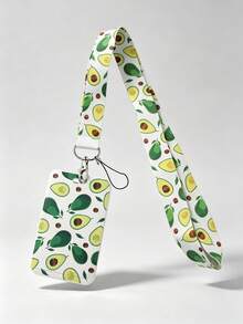 1pc ABS Fruit Summer Lanyard Card Holder, Anti-Loss Student Bus Card/ID Badge Protective Case, Reinforced Braided Lanyard, Lightweight Portable Space-Saving, Suitable For Student Commute, Workplace Office, Daily Travel - Rectangle - View 2