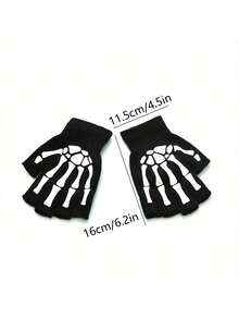 1 Pair Women's Sexy Gothic Party Dress Gloves, Rose Lace Design Ruffle Trim Bridal Gloves, Elegant Halloween Accessory Winter Gloves - Multicolor - View 5